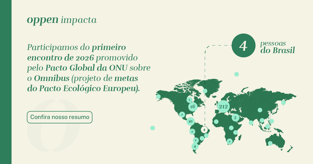 Oppen Impacta participa do primeiro encontro de 2026 do Pacto Global da ONU sobre o Omnibus, projeto do Pacto Ecológico Europeu, com destaque para a participação do Brasil em mapa global